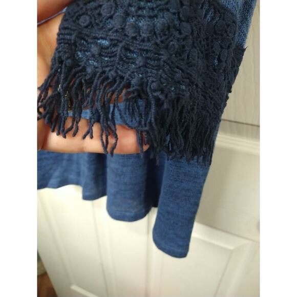 Style & Co Woman PL Blue V Neck Pullover 3/4 Fringe Sleeve Pullover Sweater - Picture 6 of 9